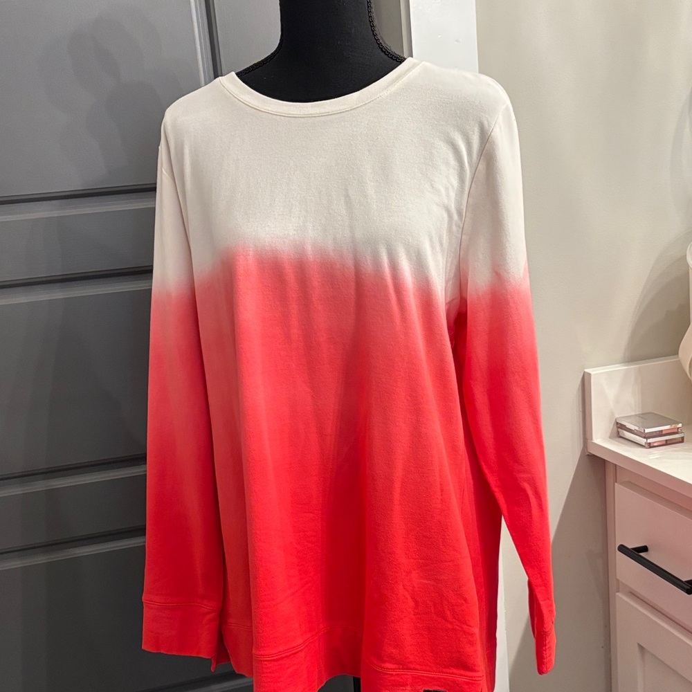 Gradient Red and White Women's Sweatshirt